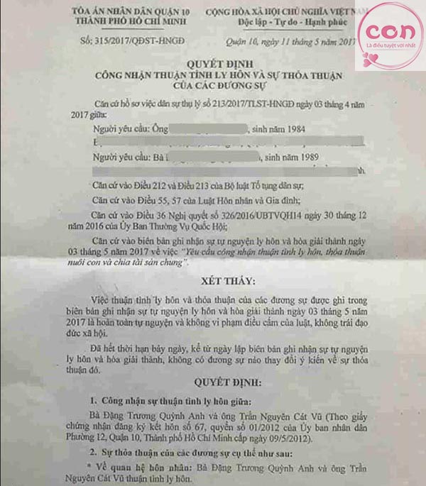 Hình ảnh giấy quyết định ly hôn